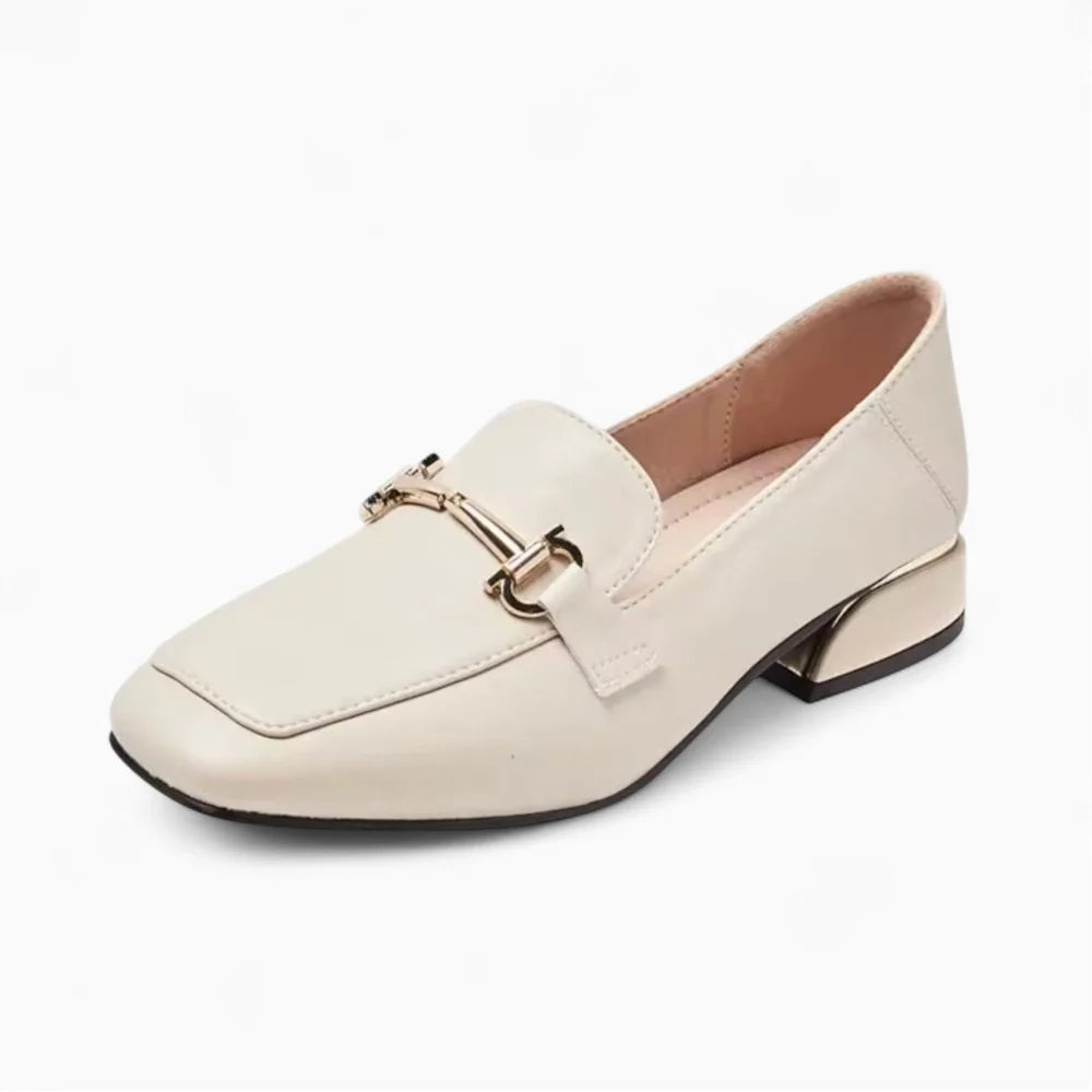 Mocassins beige à talon femme