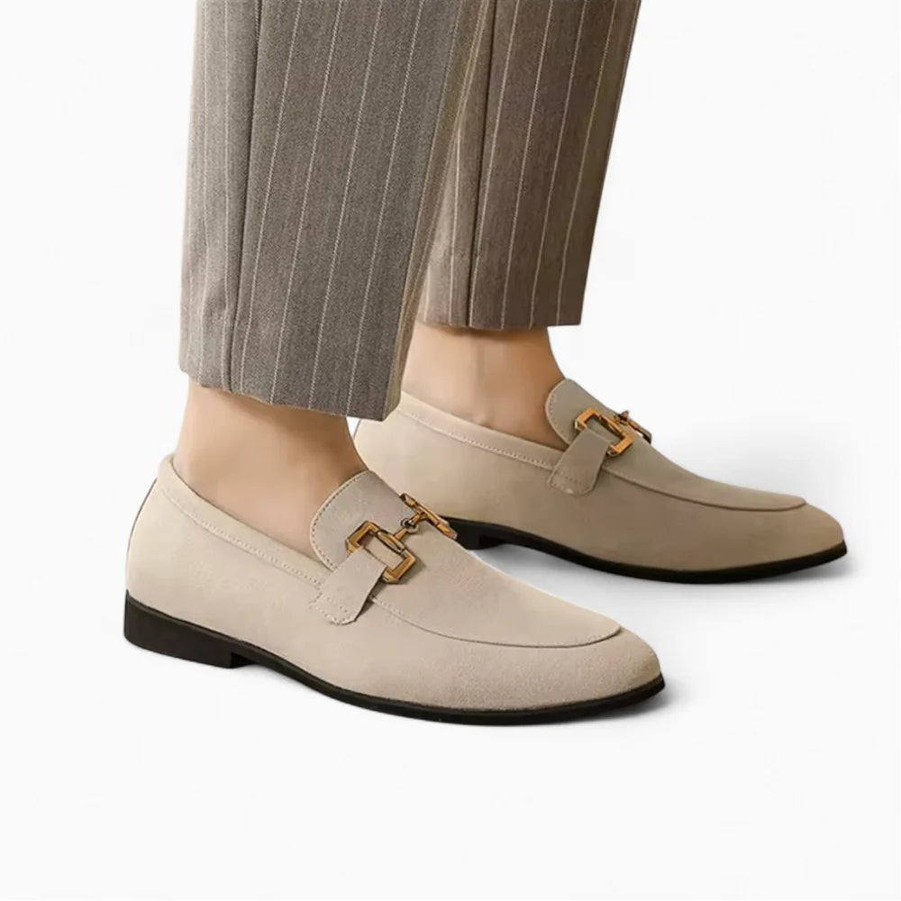 Mocassins homme en daim beige