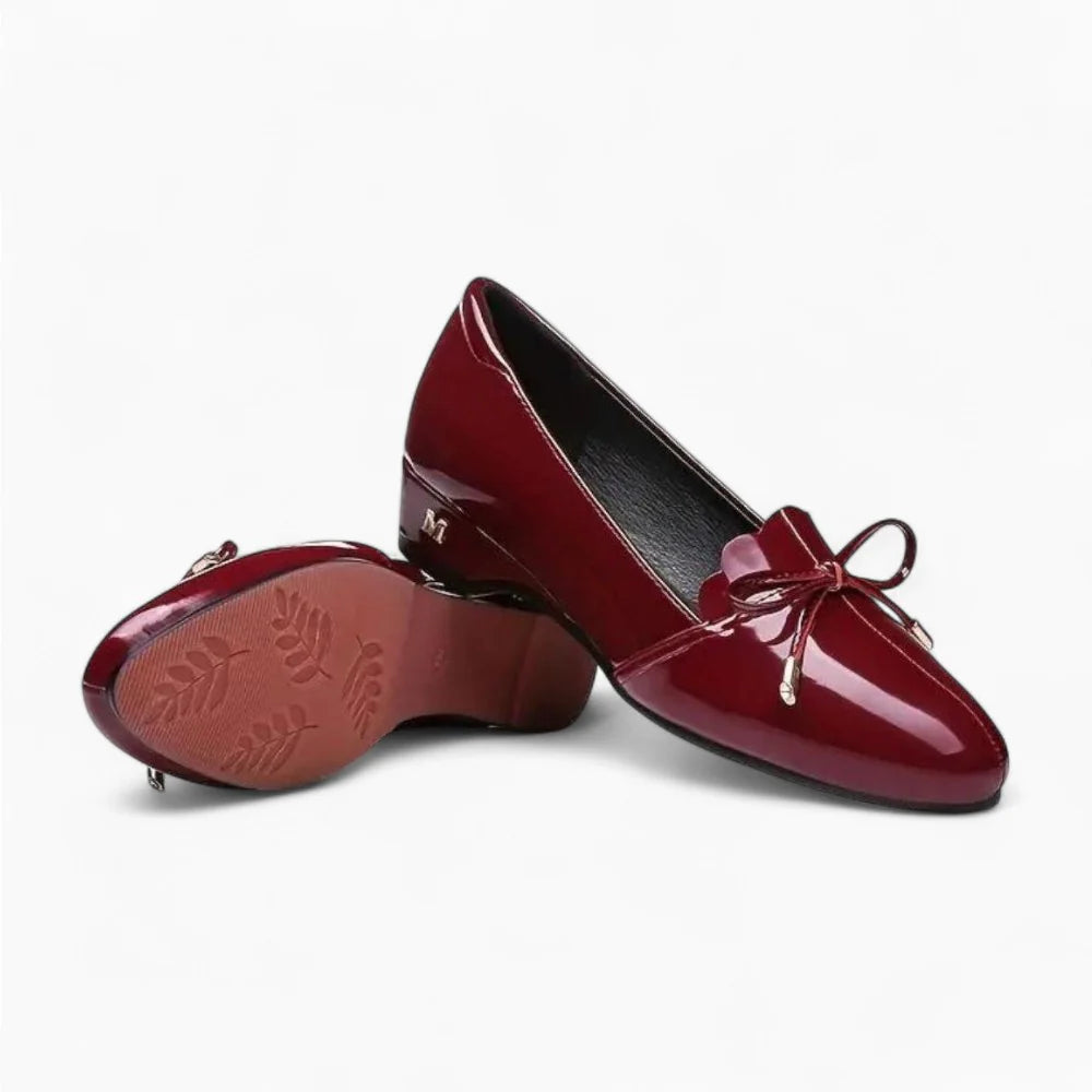 Mocassins bordeaux en cuir vernis pour femme