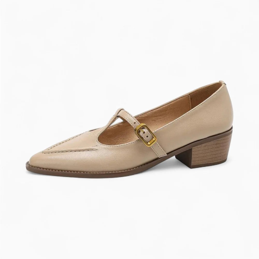 Mocassins beige à talon pour femme