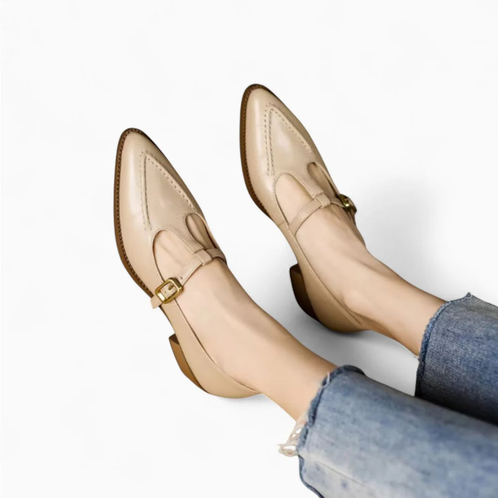 Mocassins beige à talon pour femme