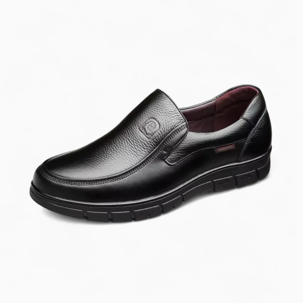 Mocassins homme orthopédiques en cuir noir souple