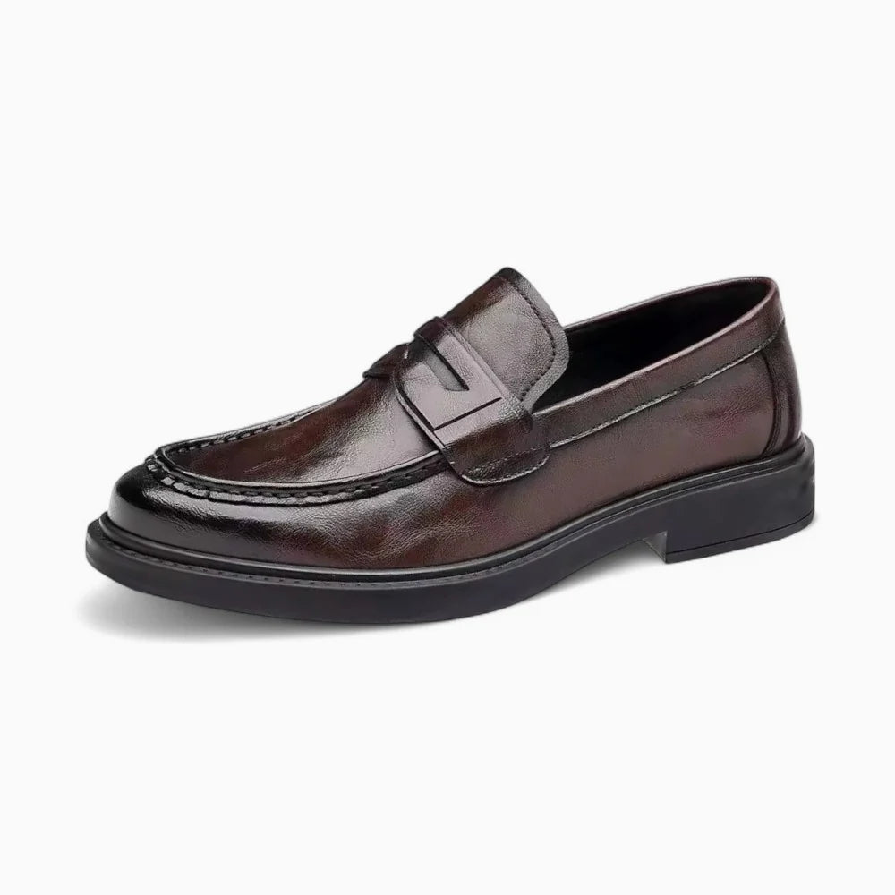 Mocassins habillés en cuir marron pour homme