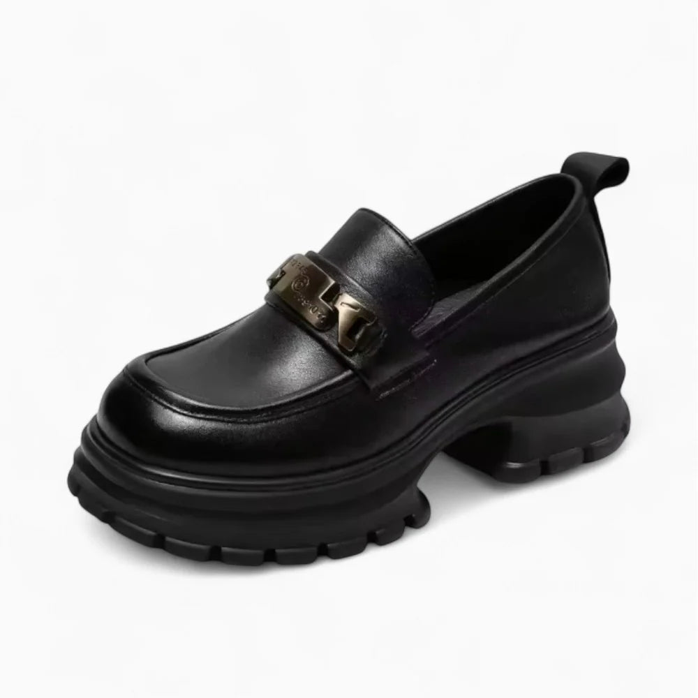 Mocassins noirs à plateforme pour femme