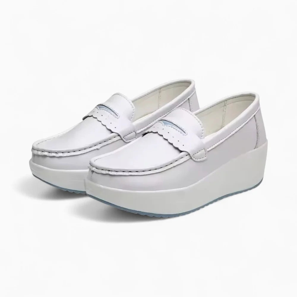 Mocassins compensés blancs pour femme
