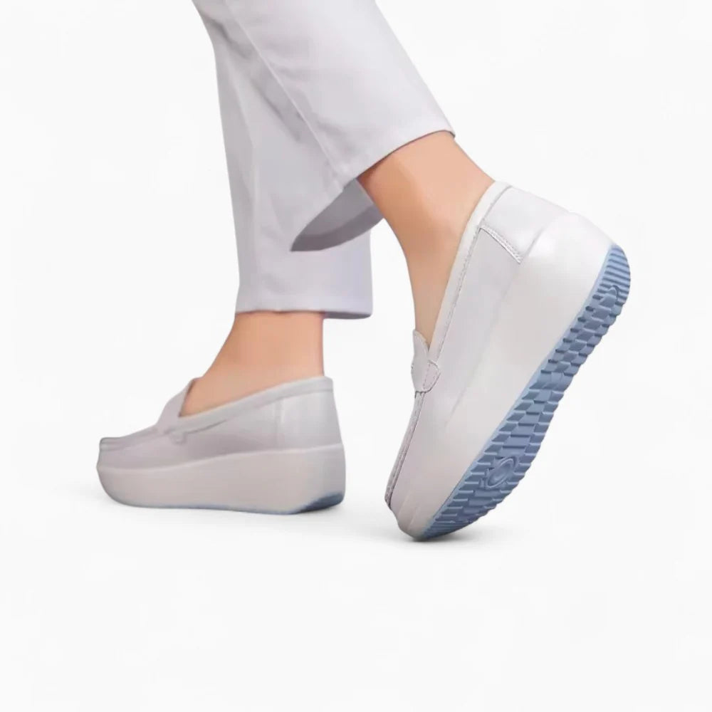 Mocassins compensés blancs pour femme