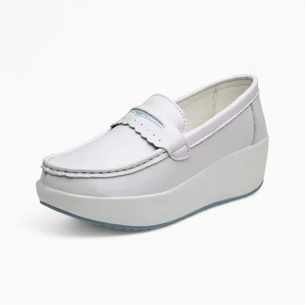 Mocassins compensés blancs pour femme