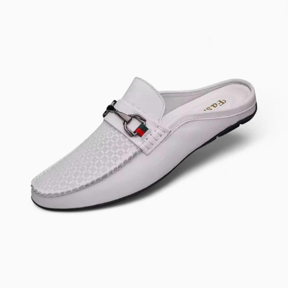 Mocassins italiens en cuir blanc pour homme