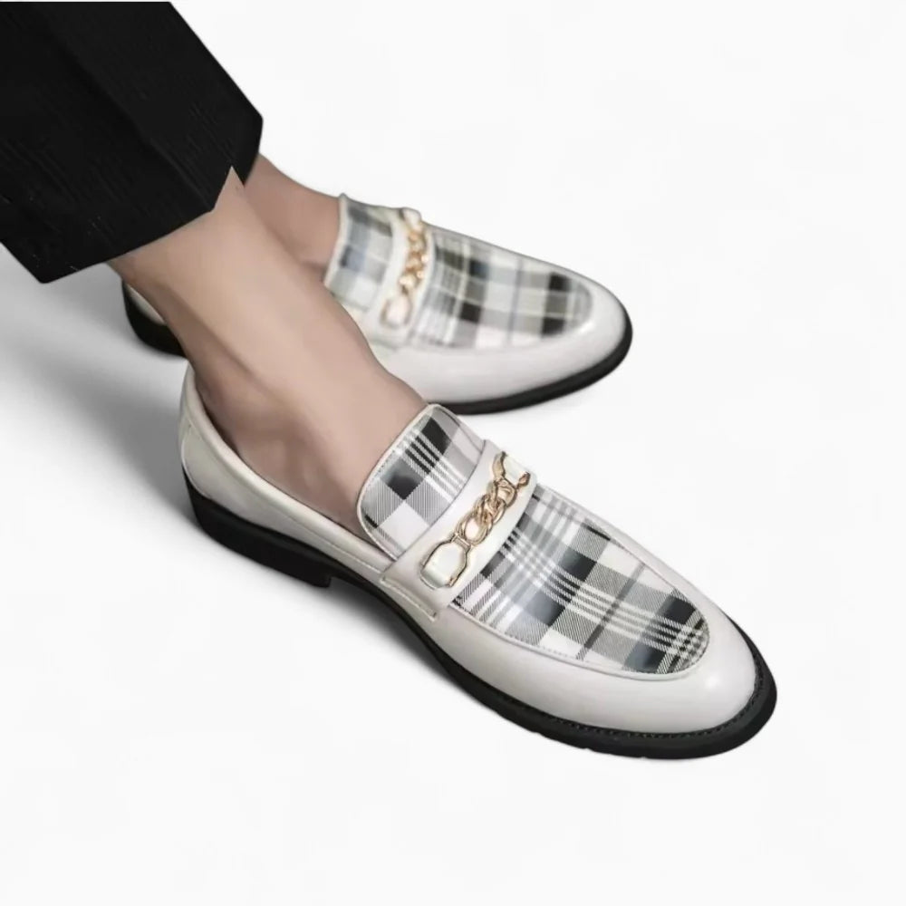 Mocassins britanniques en cuir blanc pour homme