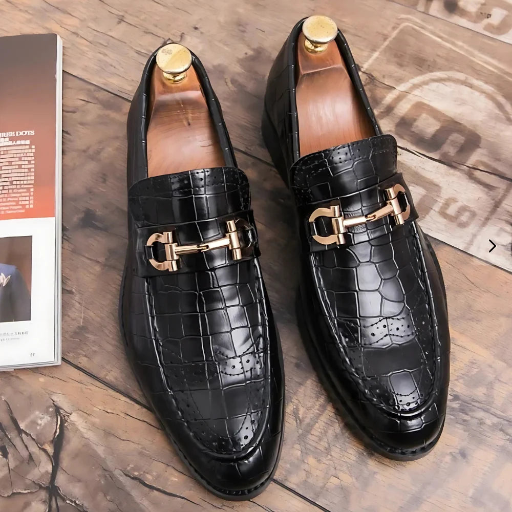 Mocassins homme en cuir vernis noir