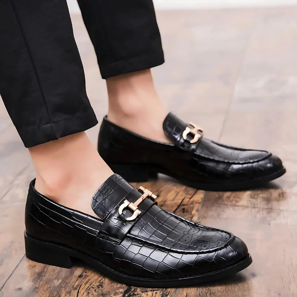 Mocassins homme en cuir vernis noir