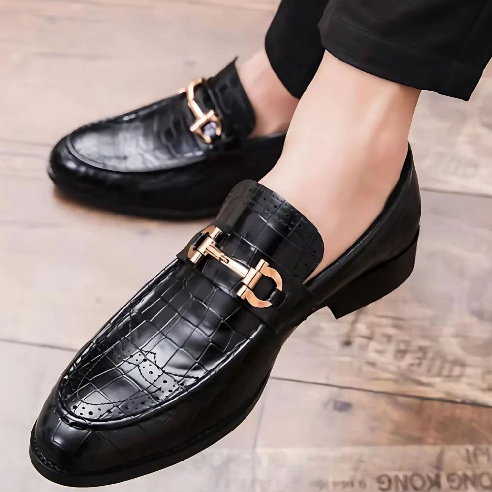 Mocassins homme en cuir vernis noir