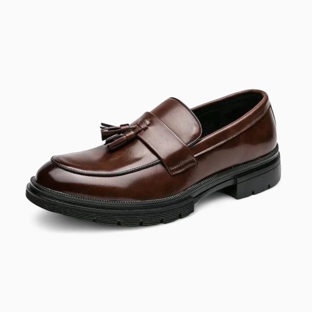 Mocassins en cuir marron à glands pour homme