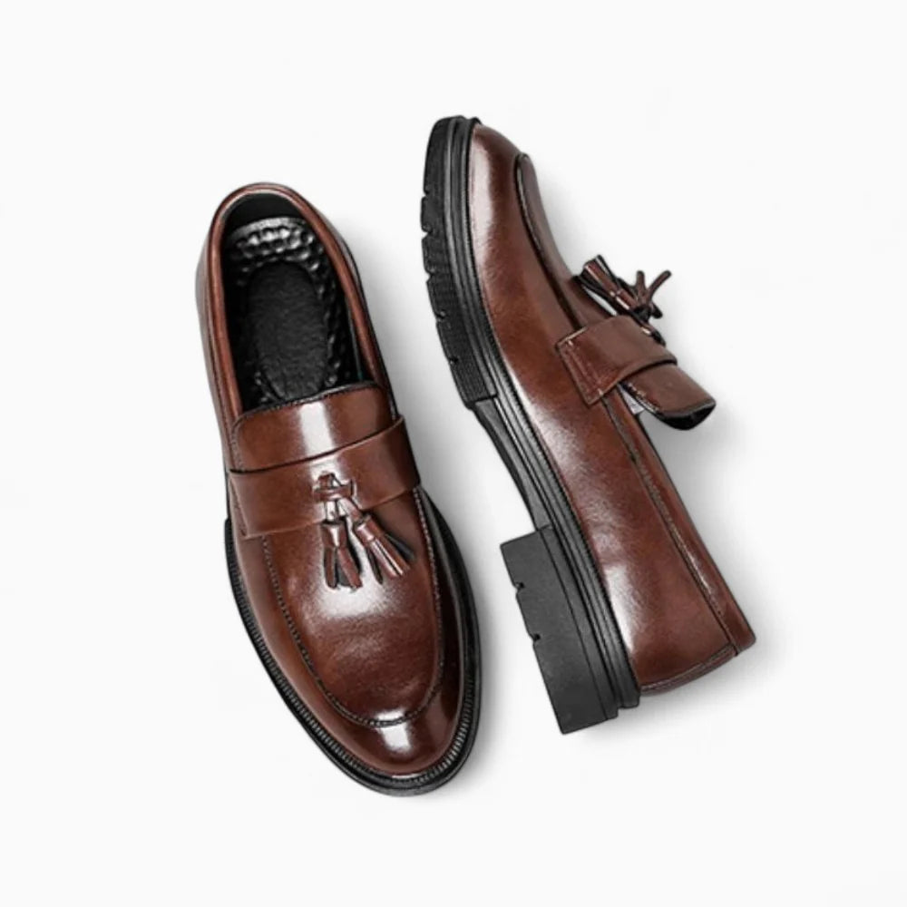 Mocassins en cuir marron à glands pour homme