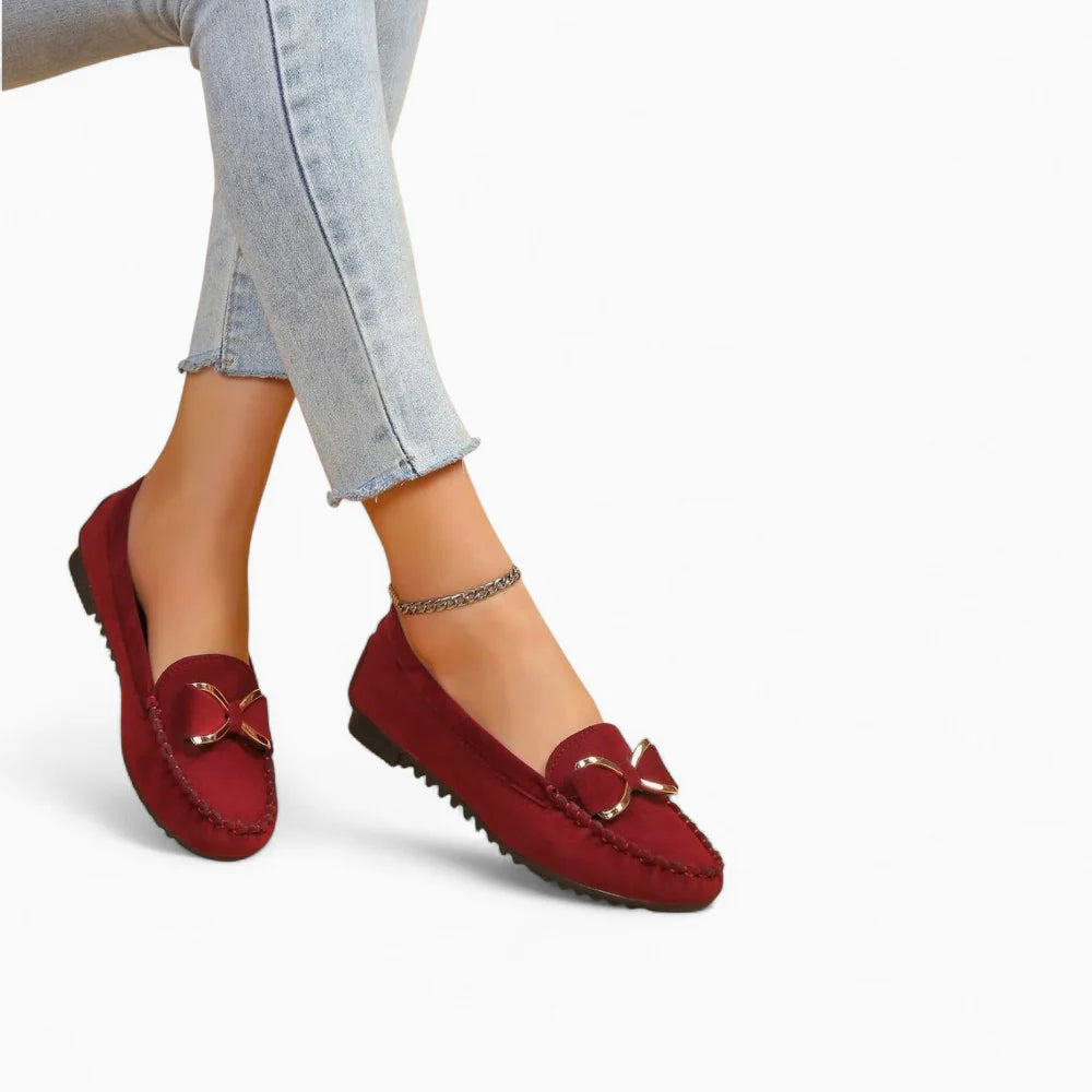 Mocassins bordeaux en daim pour femme