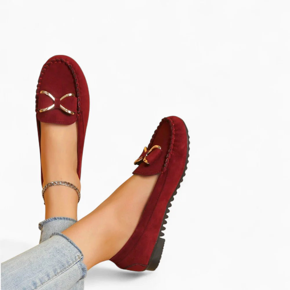 Mocassins bordeaux en daim pour femme
