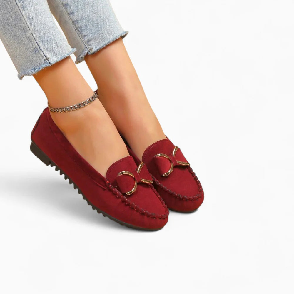 Mocassins bordeaux en daim pour femme