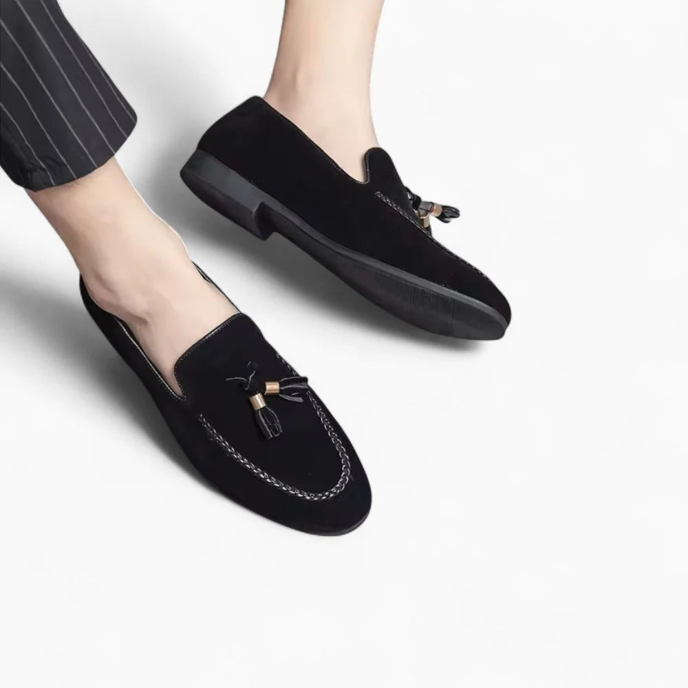 Mocassins à gland en daim noir pour homme