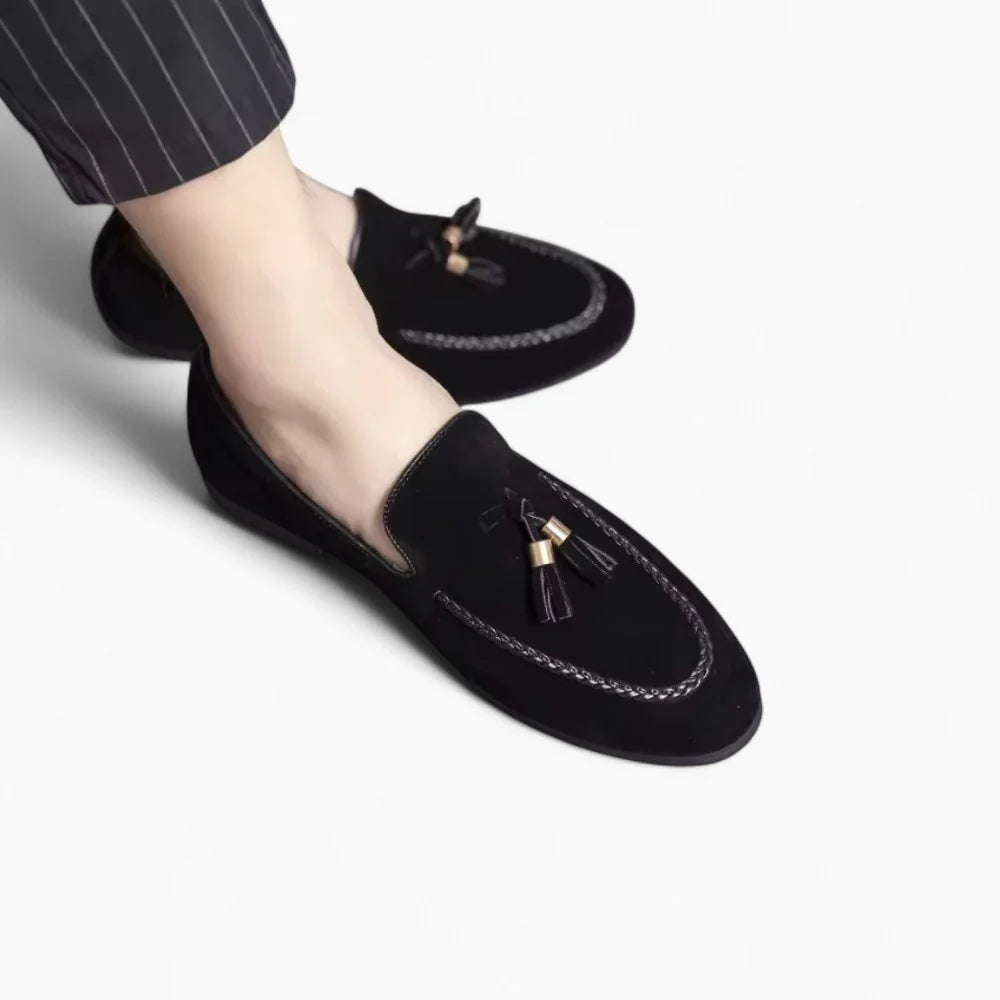 Mocassins à gland en daim noir pour homme