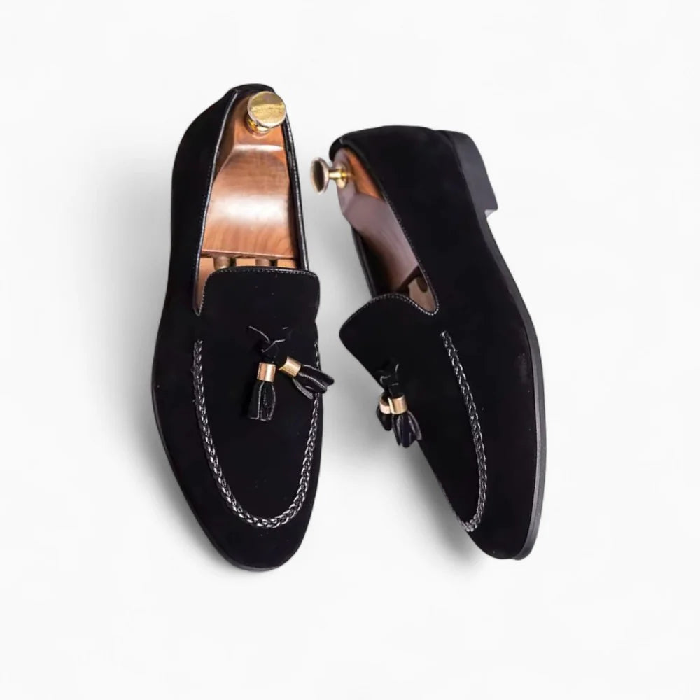Mocassins à gland en daim noir pour homme