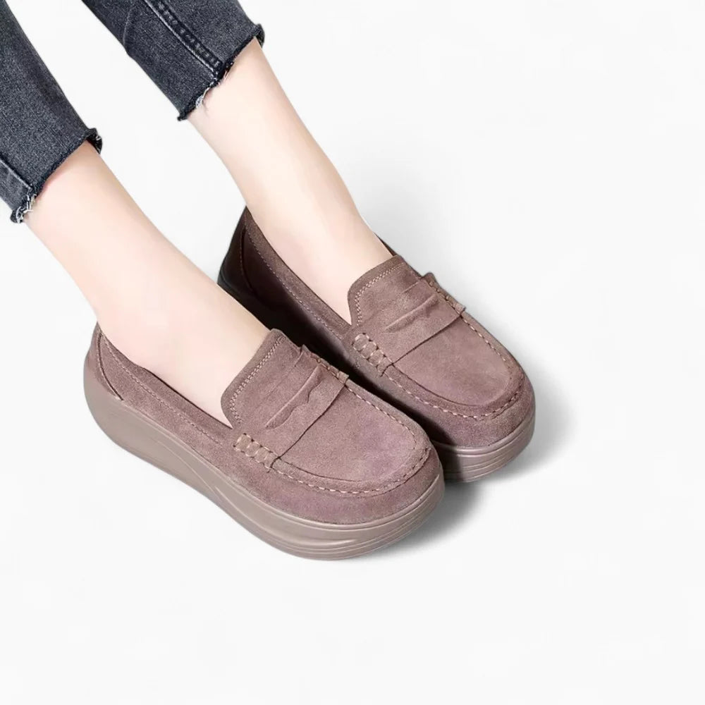 Mocassins compensés en daim pour femme