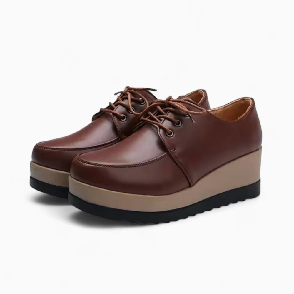 Mocassins compensés avec lacets pour femme