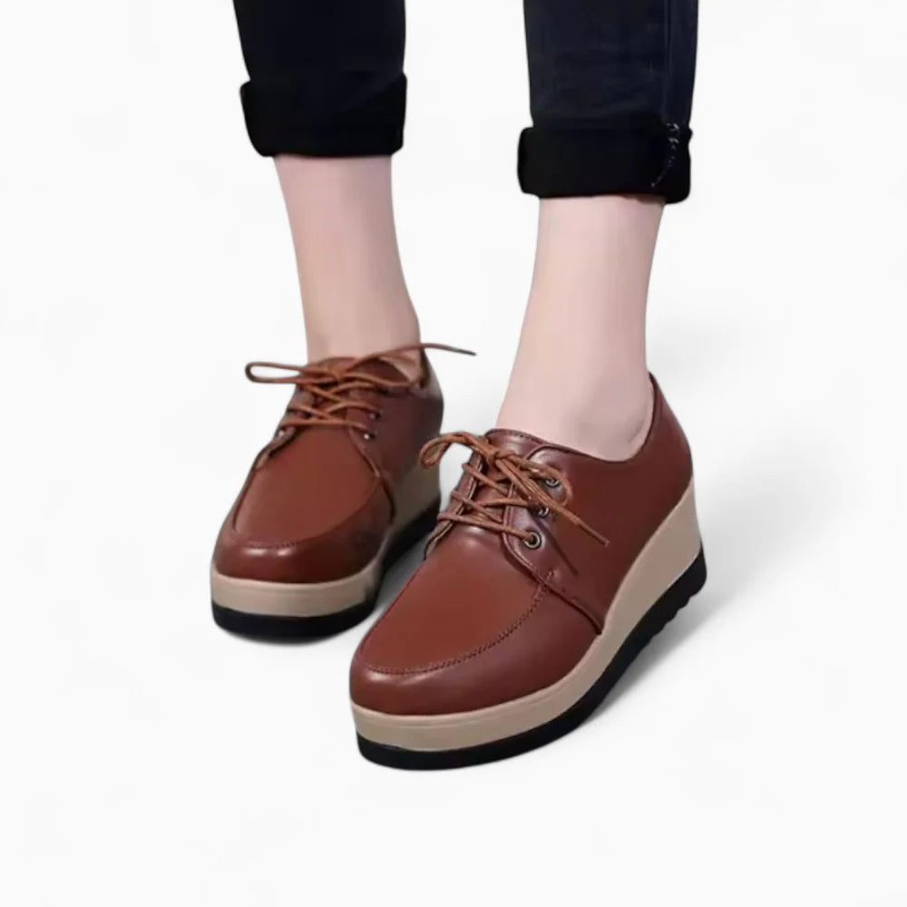 Mocassins compensés avec lacets pour femme