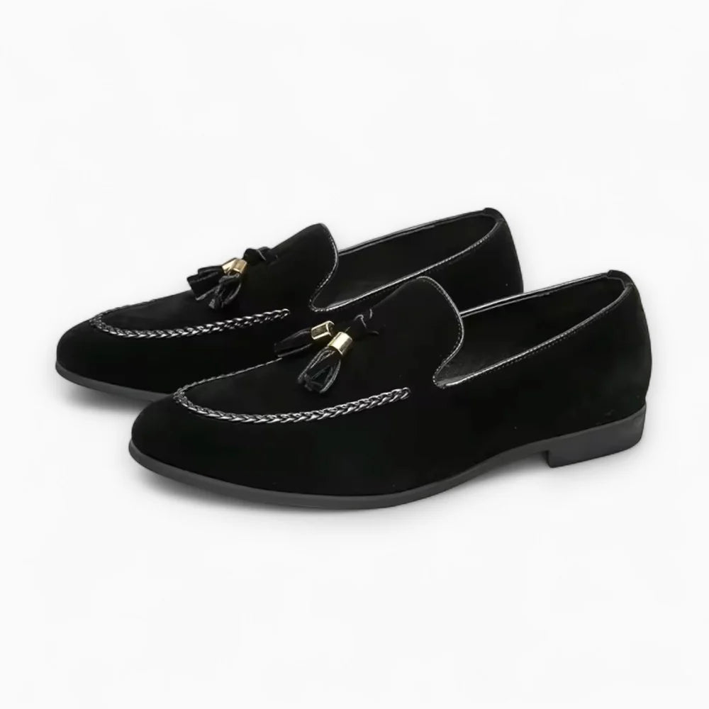 Mocassins à gland en daim noir pour homme